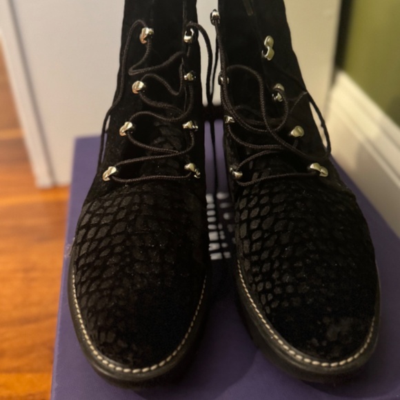 Stuart Weitzman Shoes - Stuart Weitzman Ebony Croco Velvet Boots